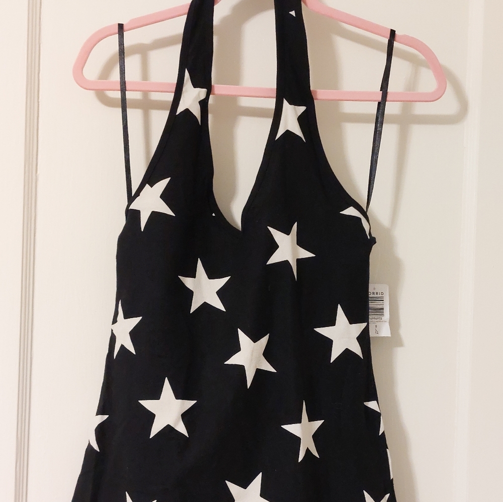 NWT Halter Top Foxy Stars Black